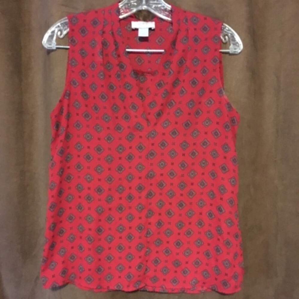 Loft XSP sleeveless red blouse EUC